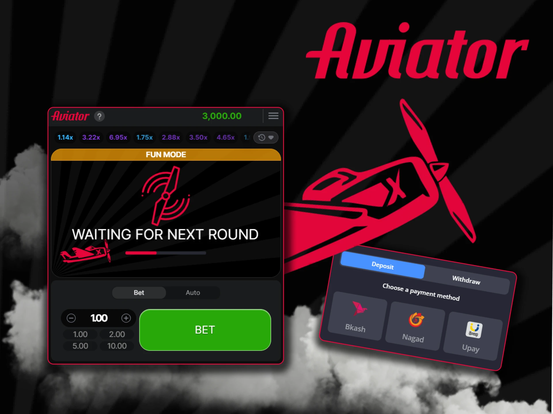 Aviator players can easily make deposits and withdraw their winnings.