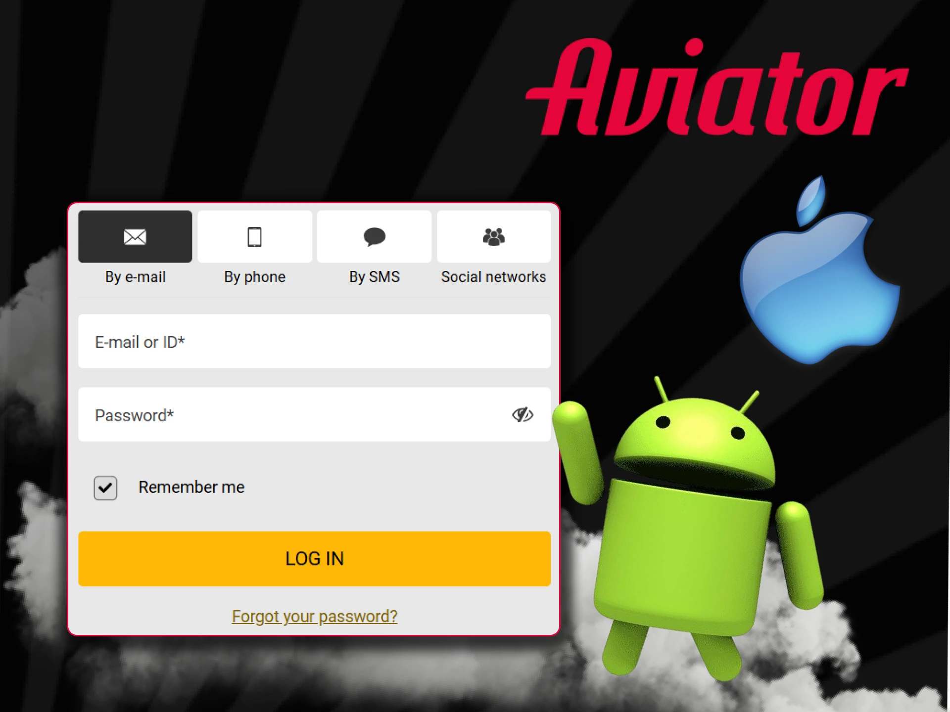 Log in to the casino app to start playing the Aviator game.