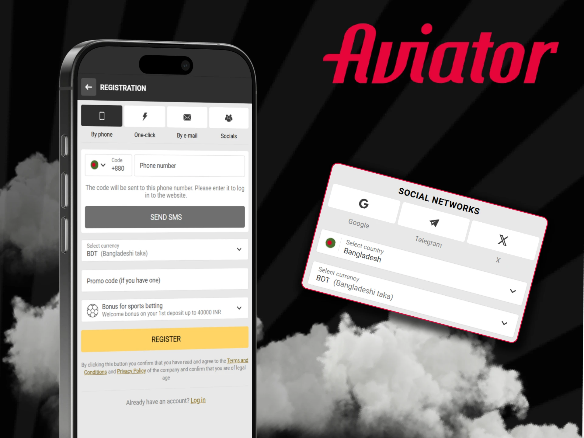 Sign up in the app to play Aviator.