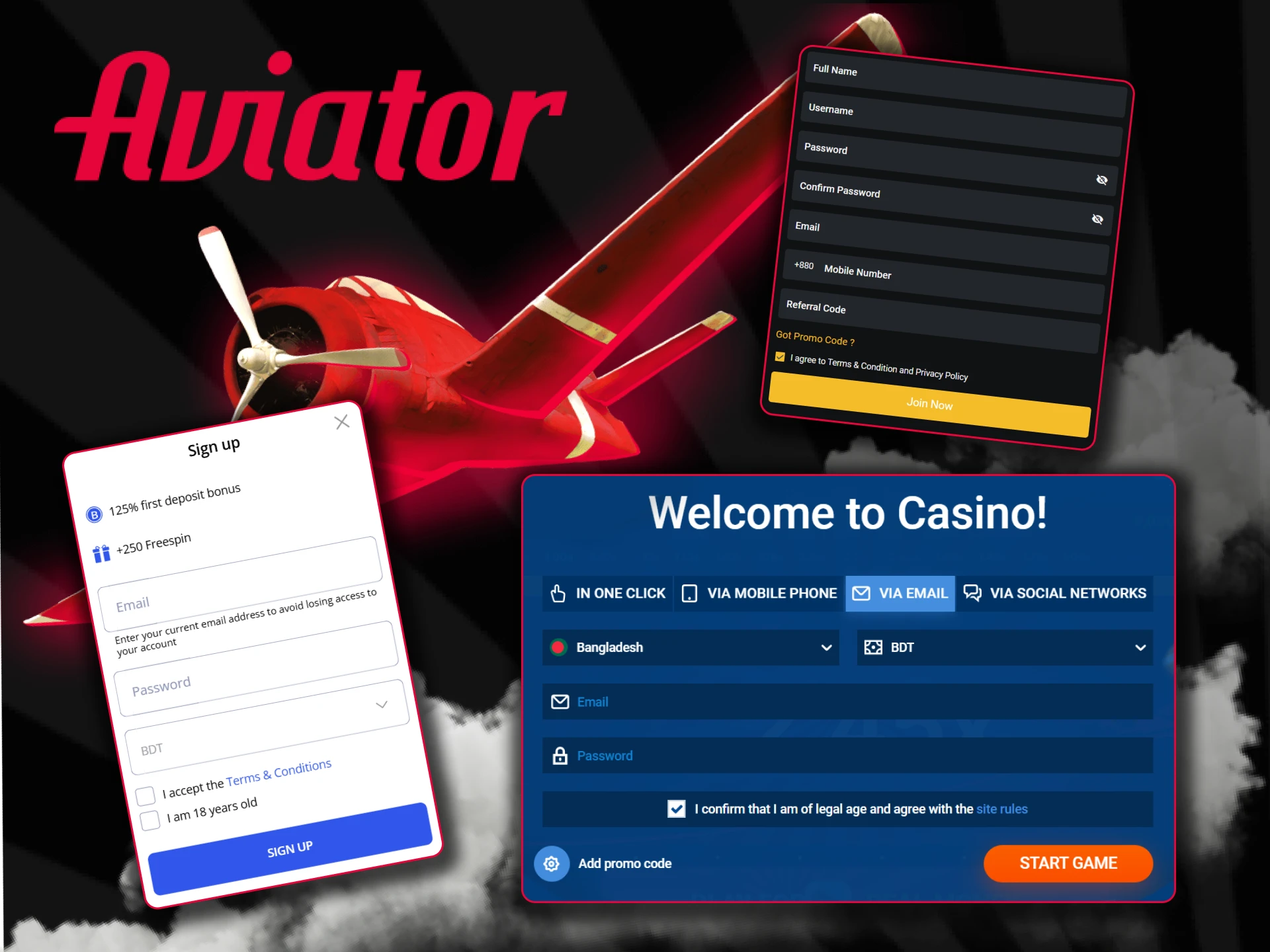 Register on the official casino website to start playing the Aviator game.