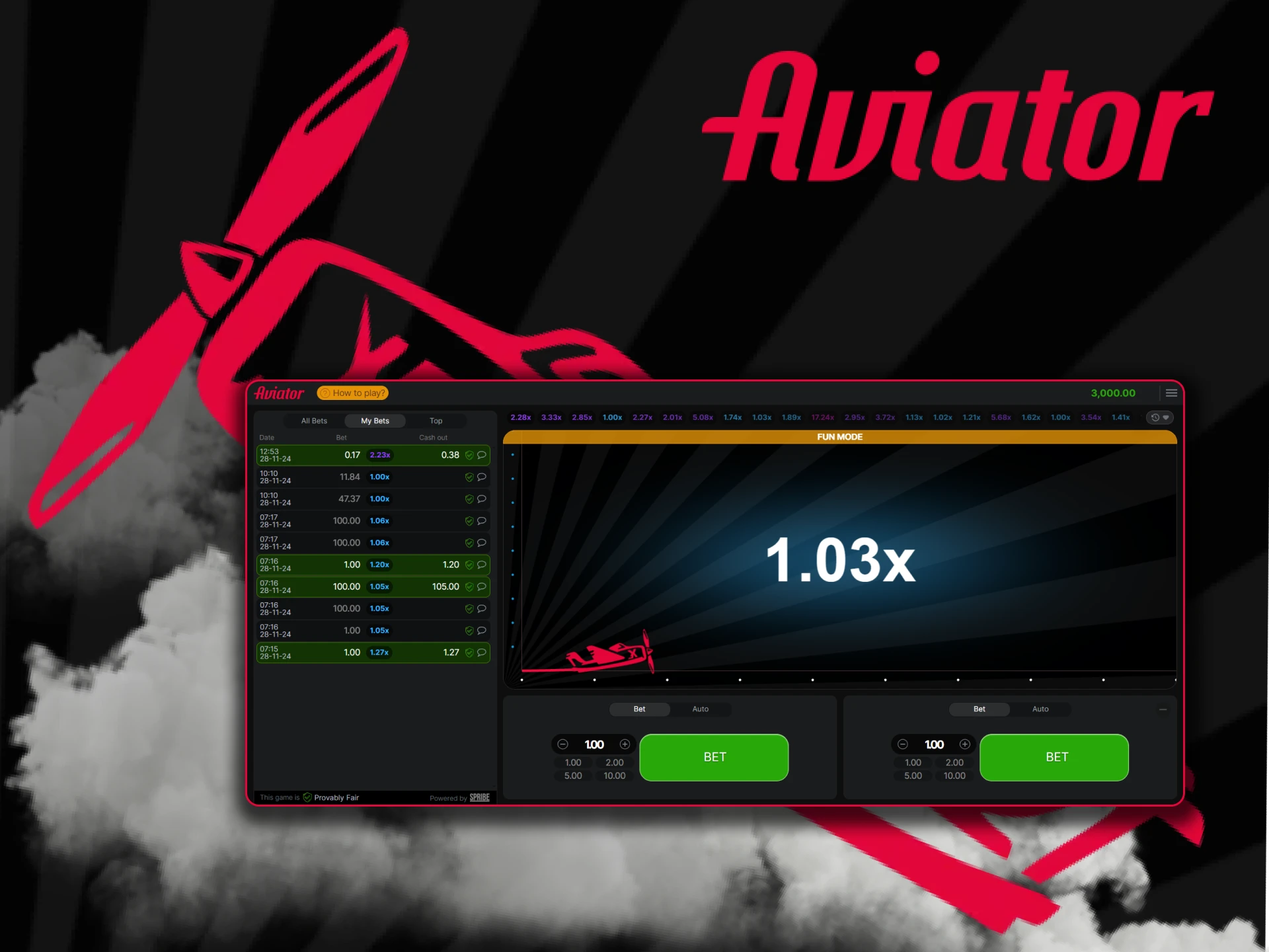 The Aviator game uses a random number generator.