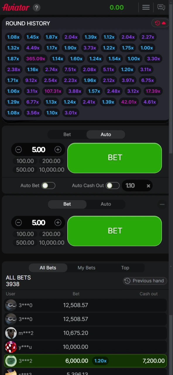 See round history in the Aviator game.