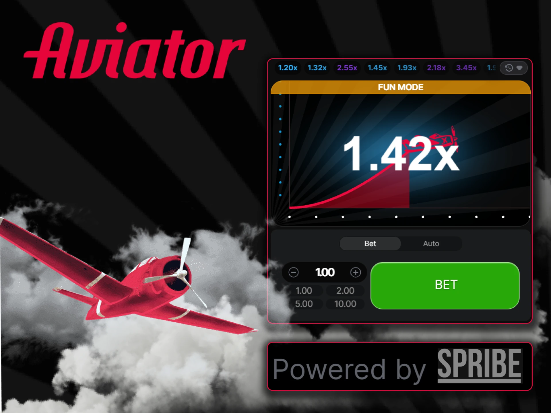 Play the Aviator game developed by Spribe.