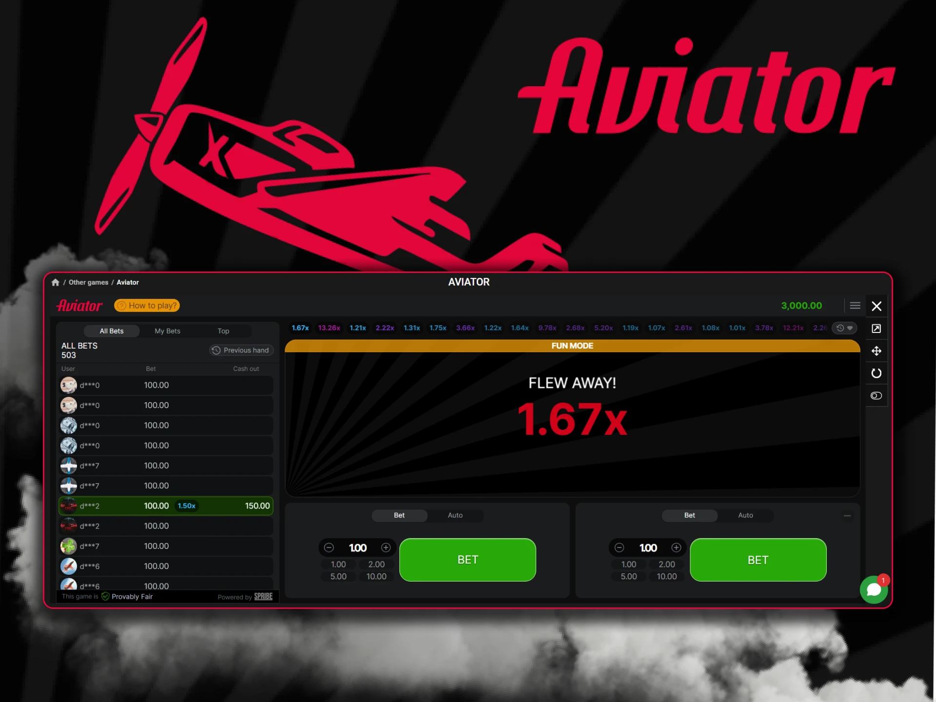 Play Aviator in the browser version of the casino.