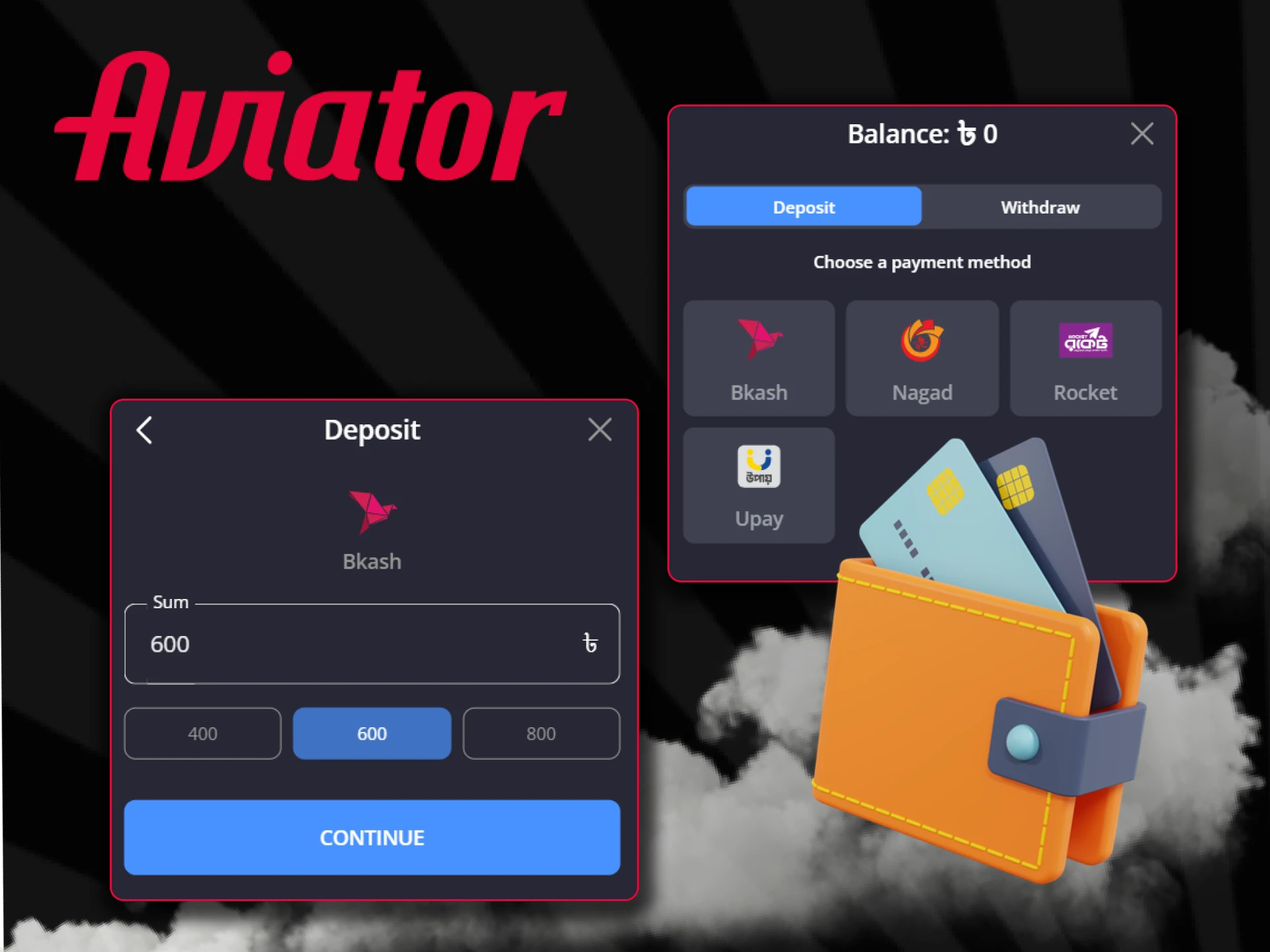 Make a deposit to start playing Aviator.