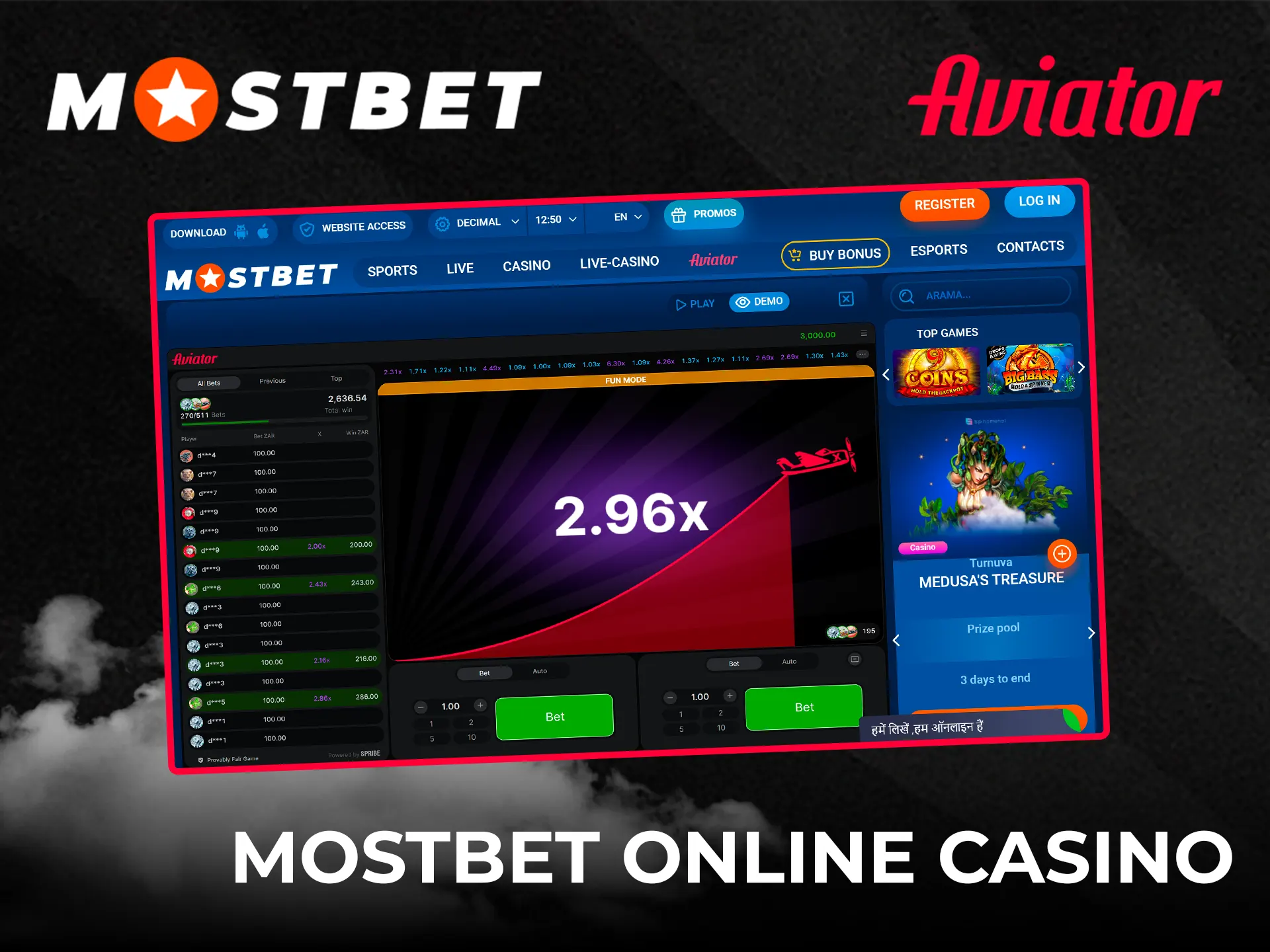 Register at Mostbet Casino India and get a chance to win in the exciting Aviator game.