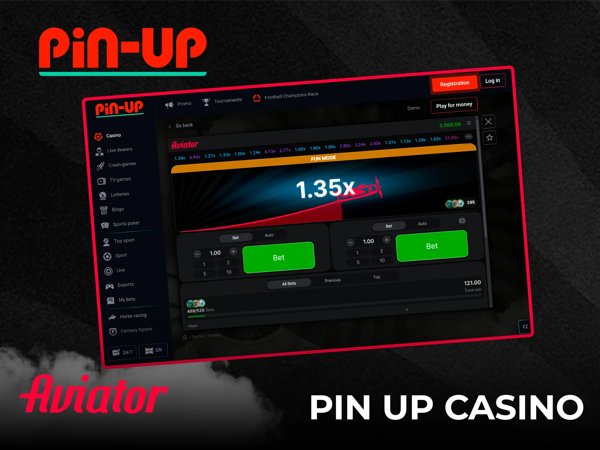 Make a deposit and play the unique Aviator game from Pin Up Casino in India.