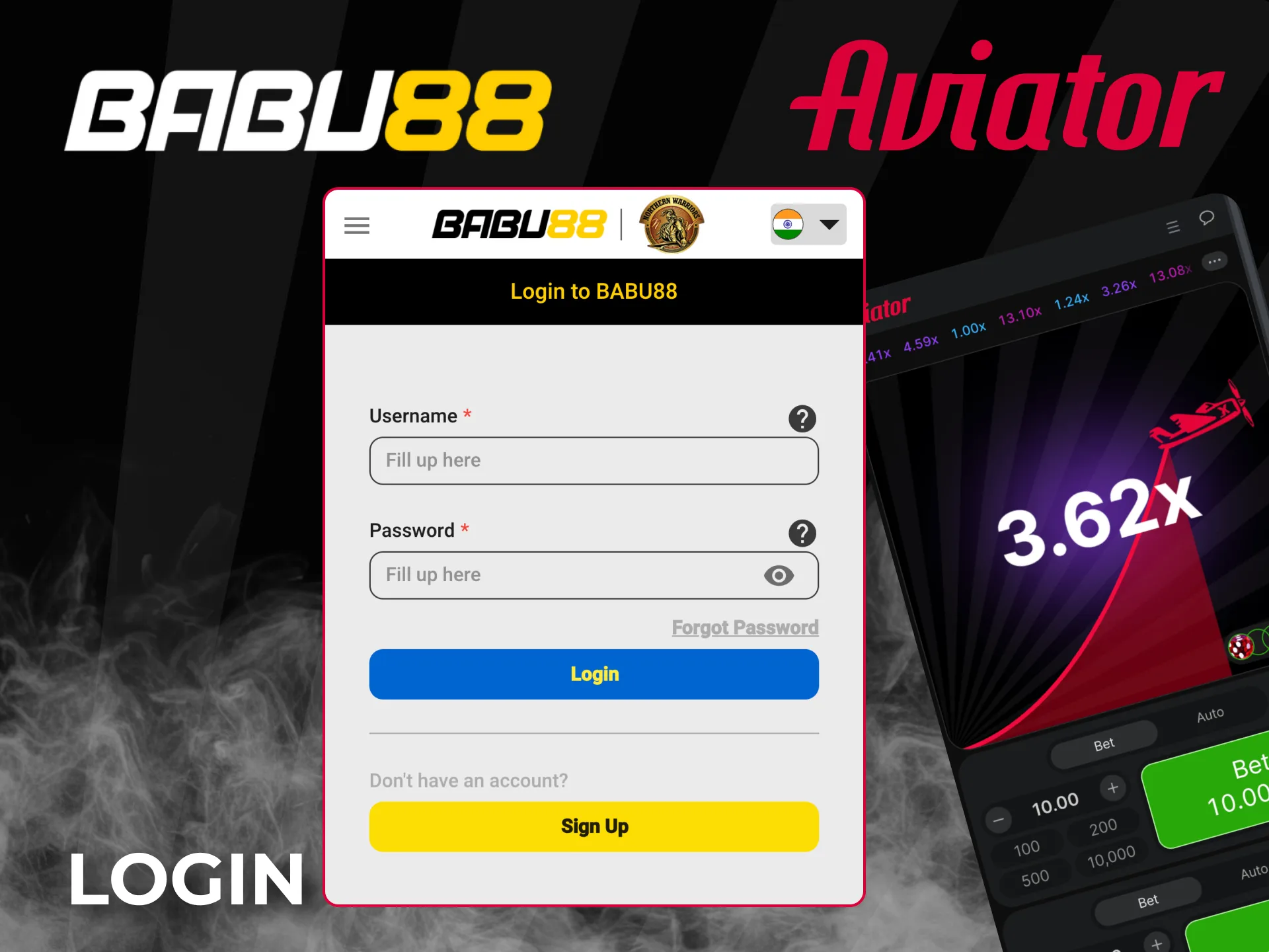 Quick login unlocks Aviator game in India.