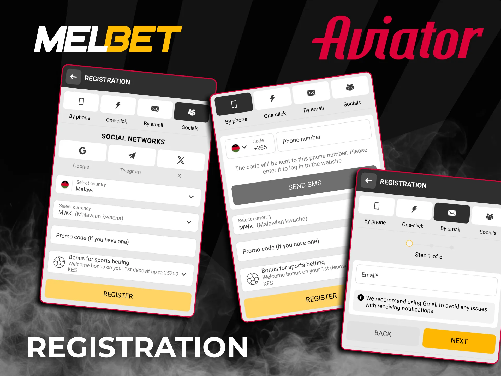 Create account on Malawi casino site.