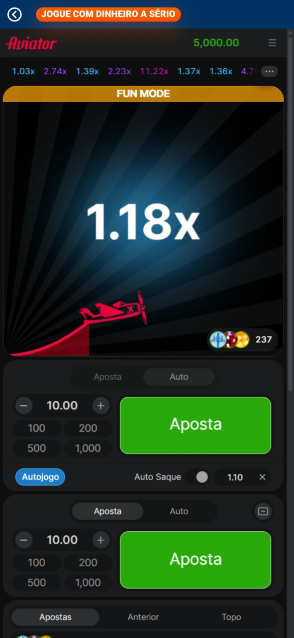 Confira as apostas automáticas no jogo Aviator em Moçambique.