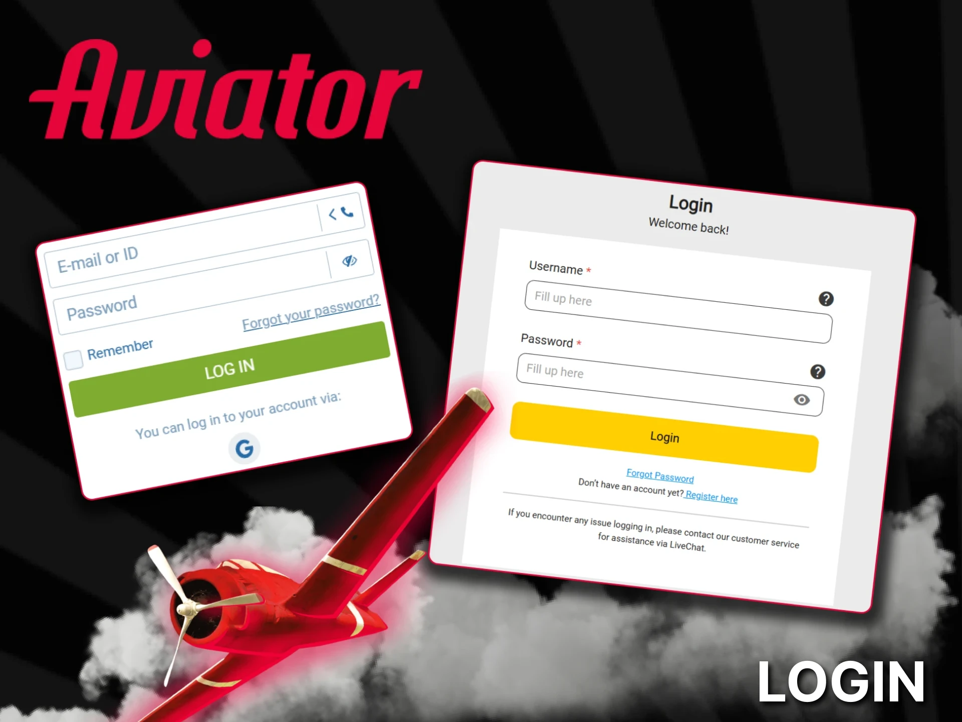 Log in to your account to play Aviator.