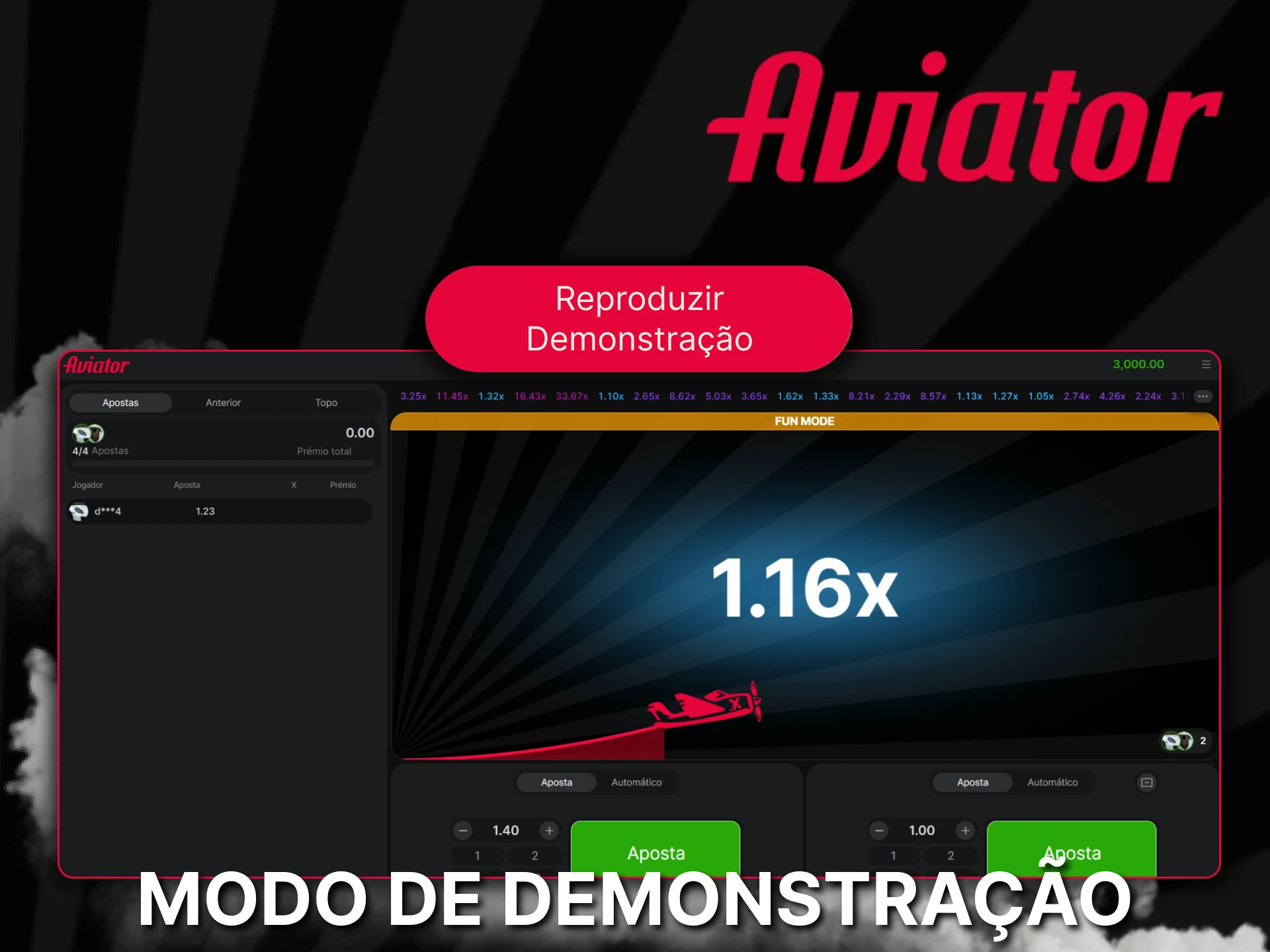 Selecione o modo de demonstração do Aviator no site do casino em Moçambique.