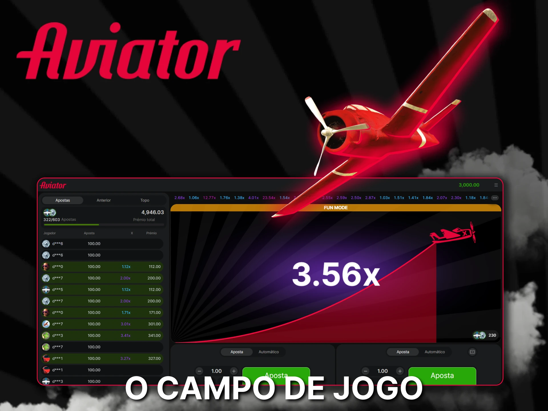 Veja o campo de jogo no ecrã principal do jogo Aviator em Moçambique.